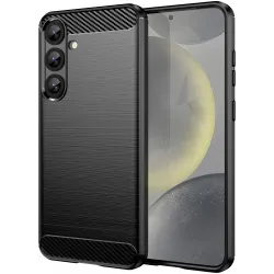Coque arrière en silicone Phonesta Carbon pour Samsung Galaxy S25 Plus/S24 Plus - Noir