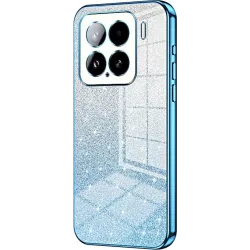 Coque arrière en silicone Phonesta Crystal Sparkle pour Xiaomi 15 - Bleu