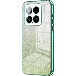 Coque arrière en silicone Phonesta Crystal Sparkle pour Xiaomi 15 - Vert