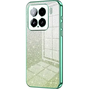 Coque arrière en silicone Phonesta Crystal Sparkle pour Xiaomi 15 - Vert
