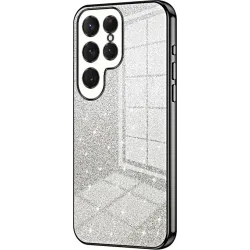 Coque arrière en silicone Phonesta Crystal Sparkle pour Samsung Galaxy S25 Ultra - Noir