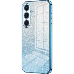 Coque arrière en silicone Phonesta Crystal Sparkle pour Samsung Galaxy S25 Plus - Bleu