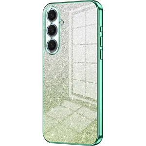 Coque arrière en silicone Phonesta Crystal Sparkle pour Samsung Galaxy S25 Plus - Vert