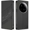 Coque portefeuille Phonesta Embossed Lines pour Xiaomi 15 Ultra - Noir