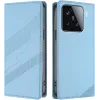 Coque portefeuille Phonesta Embossed Lines pour Xiaomi 15 - Bleu clair