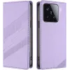 Coque portefeuille Phonesta Embossed Lines pour Xiaomi 15 - Violet