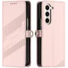 Coque portefeuille Phonesta Embossed Lines pour Samsung Galaxy Z Fold 6 - Rose