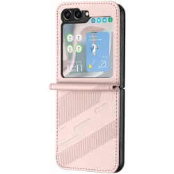 Coque arrière Phonesta Embossed Lines pour Samsung Galaxy Z Flip 7 FE / Z Flip 6 - Rose