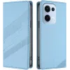 Coque portefeuille Phonesta Embossed Lines pour Oppo Reno13 - Bleu clair
