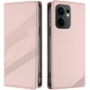 Coque portefeuille Phonesta Embossed Lines pour Oppo Reno13 F 4G/5G / Reno13 FS 5G - Rose