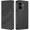 Coque portefeuille Phonesta Embossed Lines pour Oppo Reno13 F 4G/5G / Reno13 FS 5G - Noir