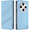 Coque portefeuille Phonesta Embossed Lines pour Oppo Find X8 Pro - Bleu clair