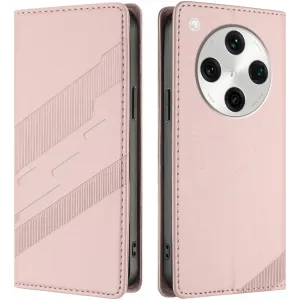 Coque portefeuille Phonesta Embossed Lines pour Oppo Find X8 Pro - Rose