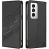 Coque portefeuille Phonesta Embossed Lines pour Oppo Reno12 - Noir