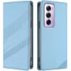Coque portefeuille Phonesta Embossed Lines pour Oppo Reno12 Pro - Bleu clair