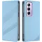 Coque portefeuille Phonesta Embossed Lines pour Oppo Reno12 Pro - Bleu clair