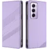 Coque portefeuille Phonesta Embossed Lines pour Oppo Reno12 Pro - Violet