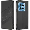 Coque portefeuille Phonesta Embossed Lines pour OnePlus 12R - Noir