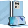 Coque portefeuille Phonesta Embossed Lines pour Motorola Edge 50 Ultra - Bleu clair 2