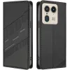 Coque portefeuille Phonesta Embossed Lines pour Motorola Edge 50 Ultra - Noir