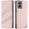 Coque portefeuille Phonesta Embossed Lines pour Motorola Moto G55 - Rose