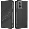 Coque portefeuille Phonesta Embossed Lines pour Motorola Moto G55 - Noir