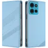 Coque portefeuille Phonesta Embossed Lines pour Motorola Moto G75 - Bleu clair
