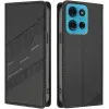 Coque portefeuille Phonesta Embossed Lines pour Motorola Moto G75 - Noir