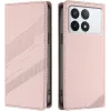 Coque portefeuille Phonesta Embossed Lines pour Xiaomi 14T - Rose