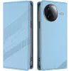 Coque portefeuille Phonesta Embossed Lines pour Xiaomi Poco F7 Pro/F7 Ultra - Bleu clair