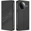 Coque portefeuille Phonesta Embossed Lines pour Xiaomi Poco F7 Pro/F7 Ultra - Noir