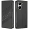 Coque portefeuille Phonesta Embossed Lines pour Xiaomi Poco X7 Pro - Noir
