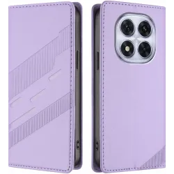 Coque portefeuille Phonesta Embossed Lines pour Xiaomi Redmi Note 14 Pro 5G/14 Pro Plus / Xiaomi Poco X7 - Violet