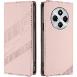 Coque portefeuille Phonesta Embossed Lines pour Xiaomi Redmi 14C / Xiaomi Poco C75 - Rose