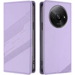 Coque portefeuille Phonesta Embossed Lines pour Xiaomi Redmi A3 - Violet