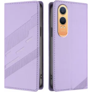Coque portefeuille Phonesta Embossed Lines pour OnePlus Nord CE 4 Lite - Violet