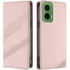 Coque portefeuille Phonesta Embossed Lines pour Motorola Moto G35 - Rose