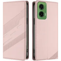 Coque portefeuille Phonesta Embossed Lines pour Motorola Moto G35 - Rose