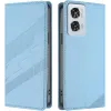 Coque portefeuille Phonesta Embossed Lines pour Motorola Edge 50 Fusion - Bleu clair