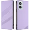 Coque portefeuille Phonesta Embossed Lines pour Motorola Edge 50 Fusion - Violet