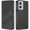 Coque portefeuille Phonesta Embossed Lines pour Motorola Edge 50 Fusion - Noir