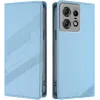 Coque portefeuille Phonesta Embossed Lines pour Motorola Edge 50 Pro - Bleu clair