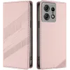 Coque portefeuille Phonesta Embossed Lines pour Motorola Edge 50 Pro - Rose
