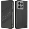Coque portefeuille Phonesta Embossed Lines pour Motorola Edge 50 Pro - Noir