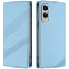 Coque portefeuille Phonesta Embossed Lines pour Samsung Galaxy S25 Edge - Bleu clair