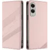 Coque portefeuille Phonesta Embossed Lines pour Samsung Galaxy S25 Edge - Rose
