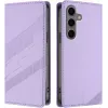 Coque portefeuille Phonesta Embossed Lines pour Samsung Galaxy S25 Plus - Violet