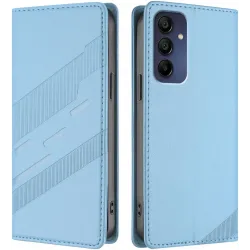 Coque portefeuille Phonesta Embossed Lines pour Samsung Galaxy A16 - Bleu clair