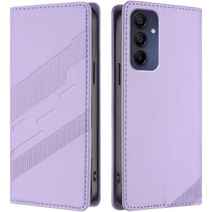 Coque portefeuille Phonesta Embossed Lines pour Samsung Galaxy A16 - Violet