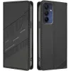 Coque portefeuille Phonesta Embossed Lines pour Samsung Galaxy A16 - Noir